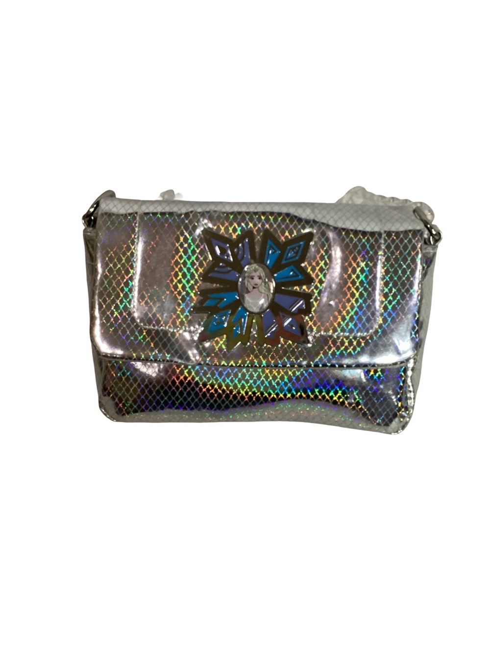 Disney Store Silver Reflective FROZEN Elsa Shoulder Bag EUC Holographic Cute
